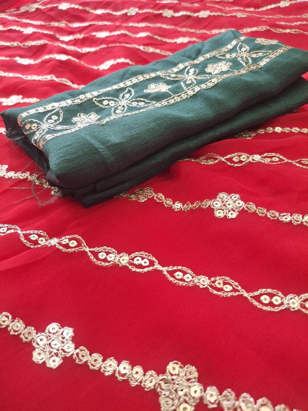 Rajwadi Saree With Jaal Work Broder And Jari Work (With Blouse) - Image 3