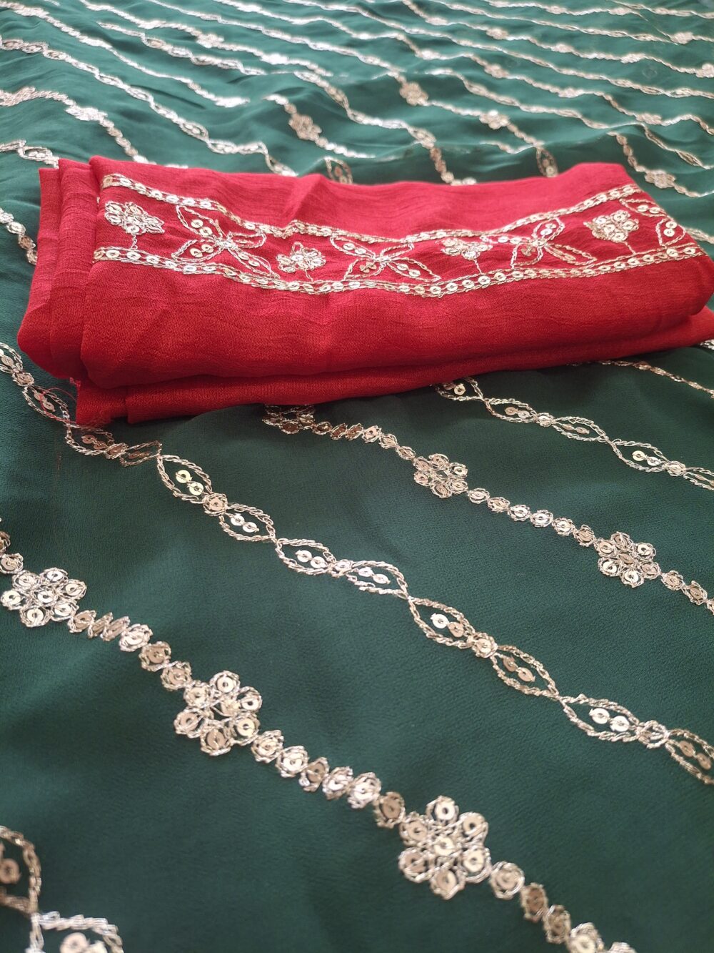 Rajwadi Saree With Jaal Work Broder And Jari Work (With Blouse) - Image 3