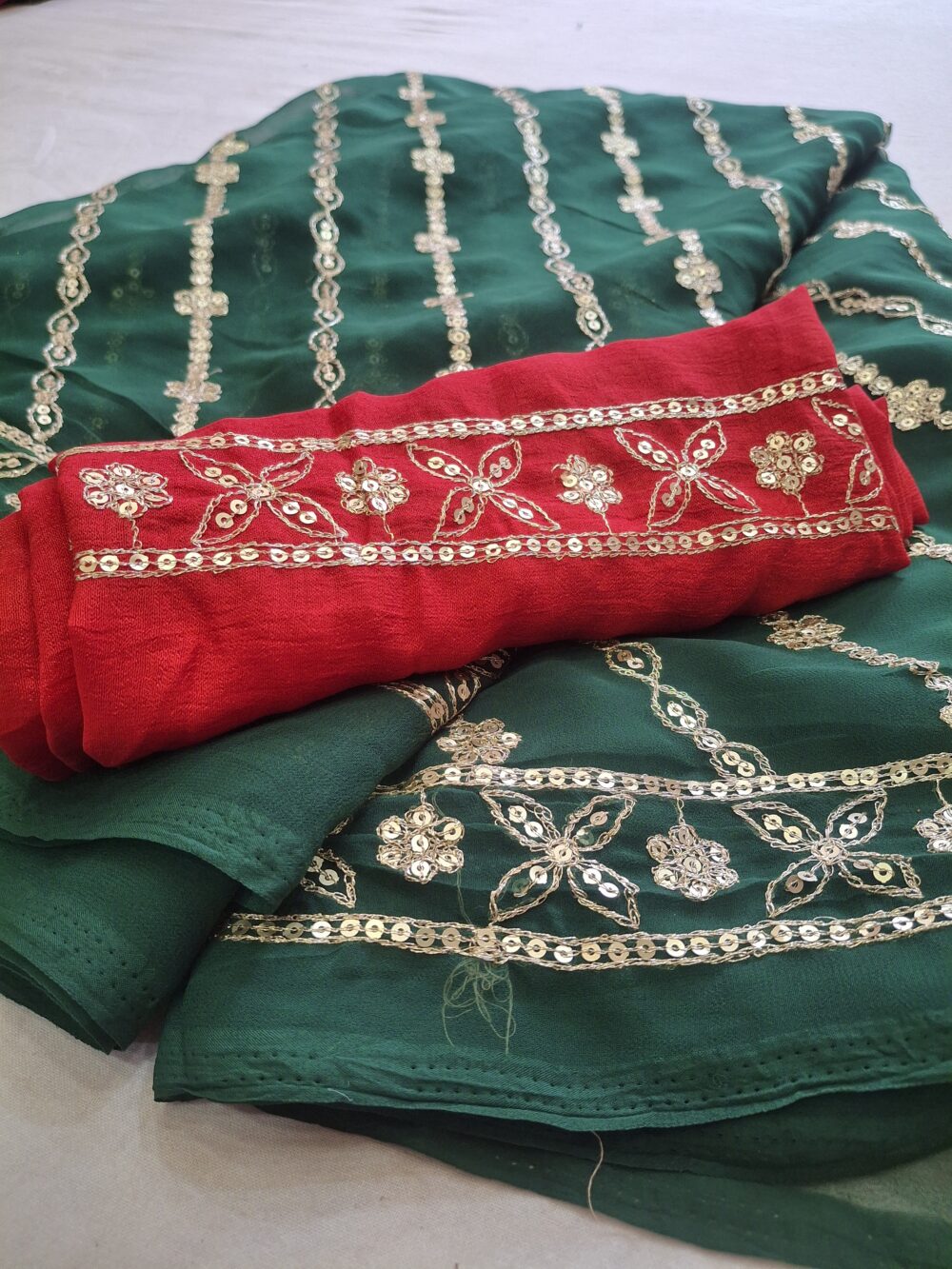 Rajwadi Saree With Jaal Work Broder And Jari Work (With Blouse) - Image 4