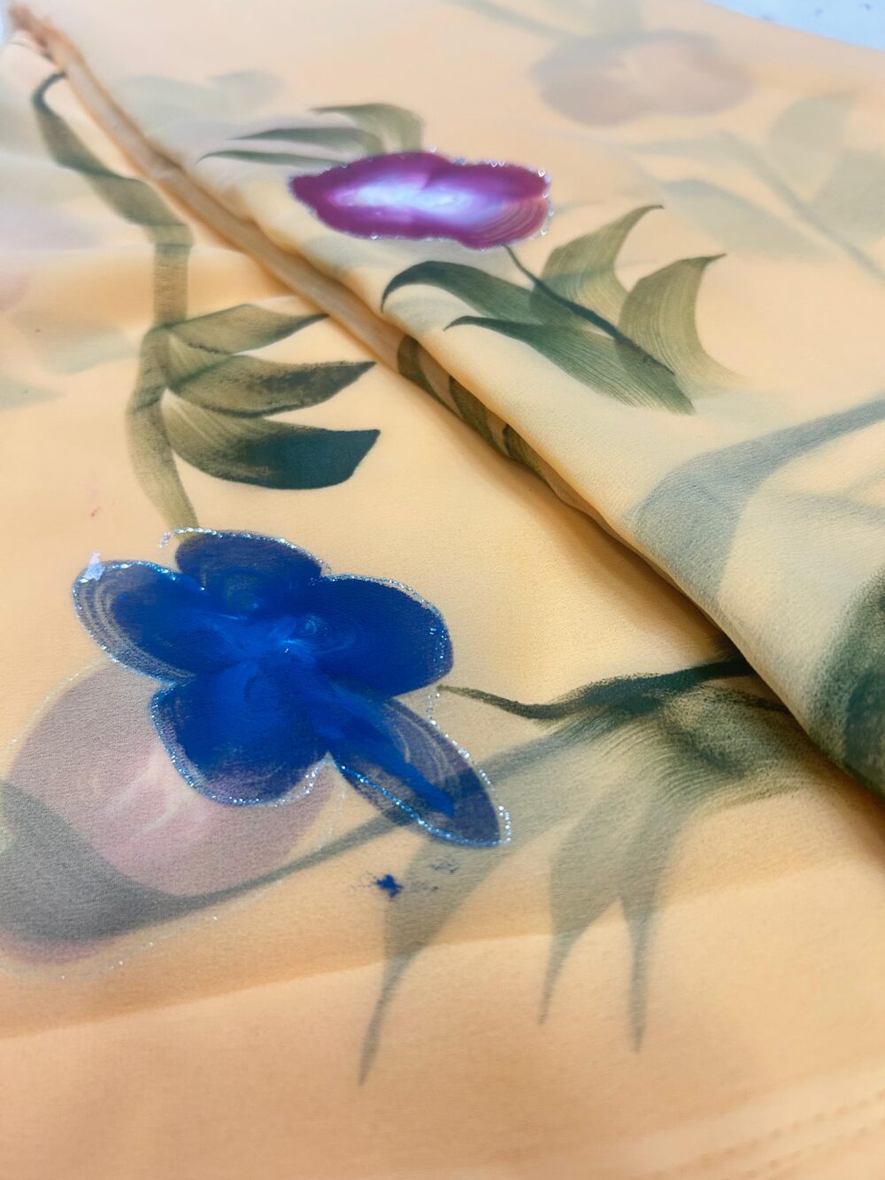 Royal Georgette "Brush Painting" Saree - Image 7