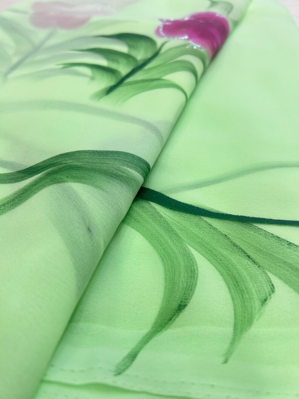 Royal Georgette "Brush Painting" Saree - Image 9