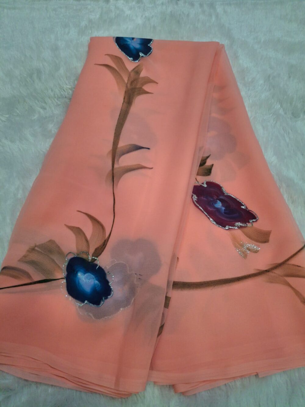Royal Georgette "Brush Painting" Saree - Image 3