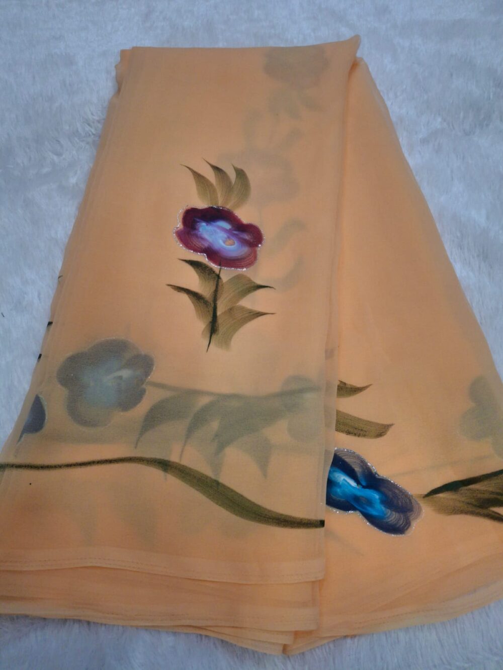Royal Georgette "Brush Painting" Saree - Image 4
