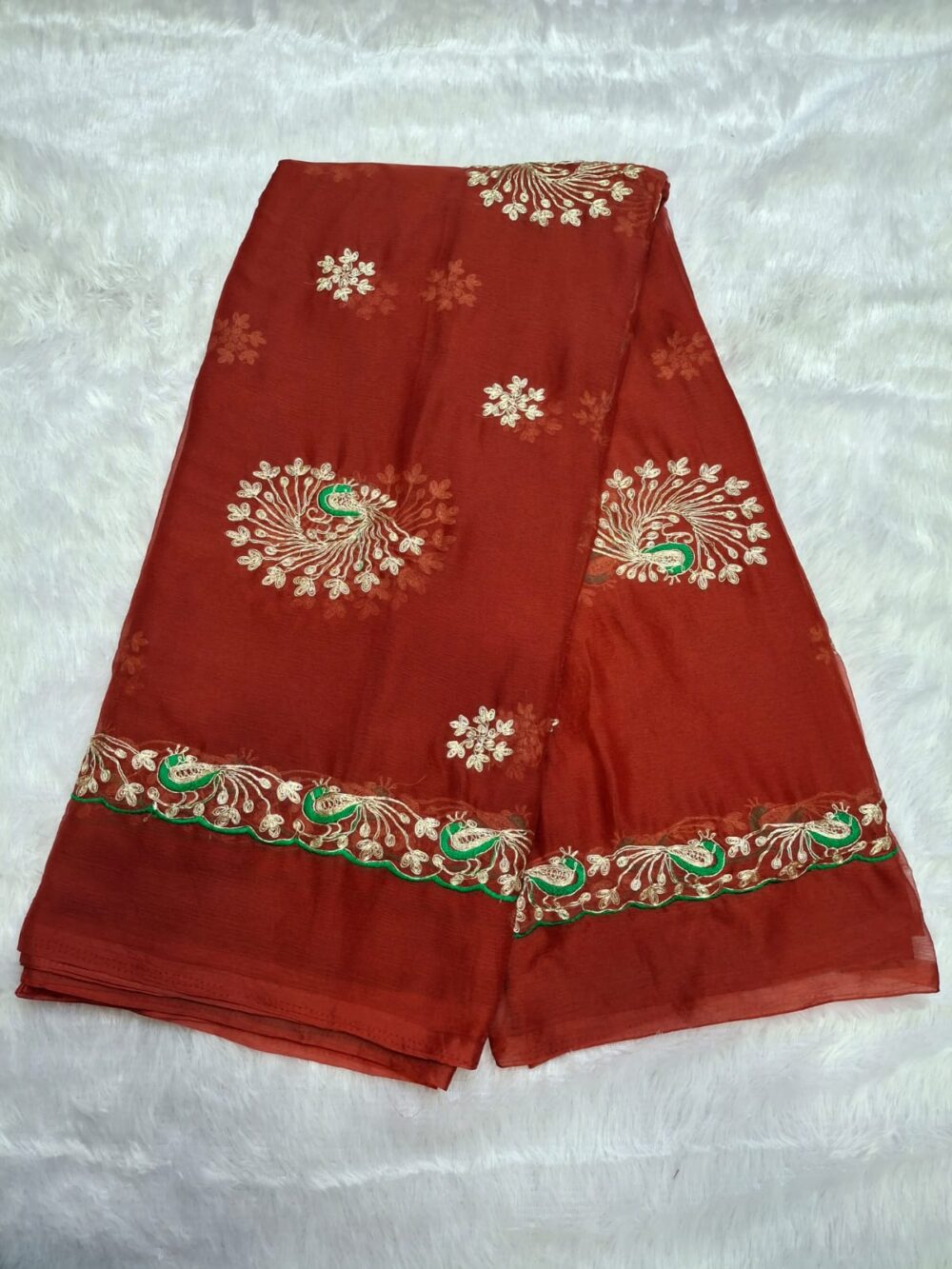Shimmer Chiffon Party Wear "Kasab Work" All Side border All over butte - Image 7