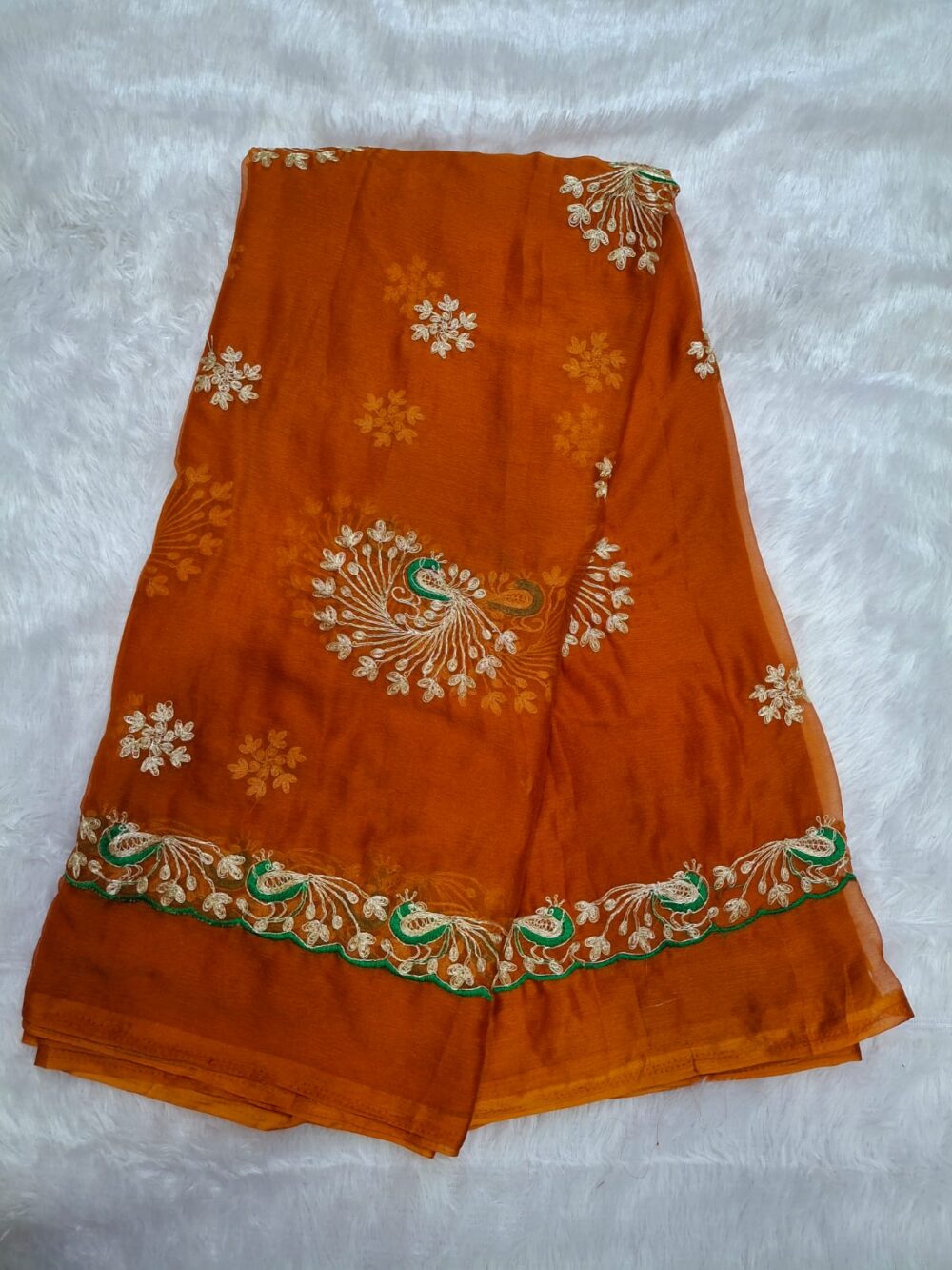 Shimmer Chiffon Party Wear "Kasab Work" All Side border All over butte - Image 8
