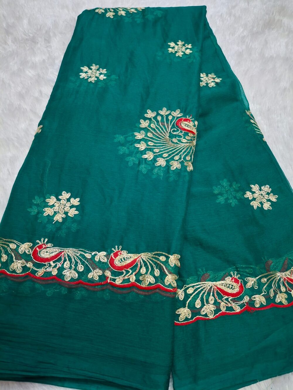 Shimmer Chiffon Party Wear "Kasab Work" All Side border All over butte - Image 6