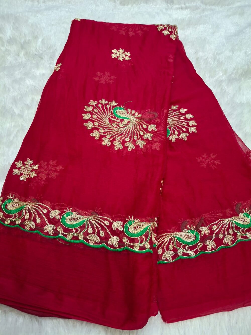 Shimmer Chiffon Party Wear "Kasab Work" All Side border All over butte - Image 3