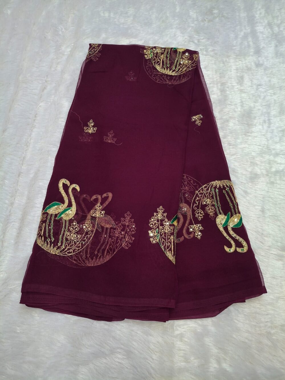 🌸 Royal Georgette Traditional Saree with All Over Butti | Washable | Without Blouse 🌸 - Image 6