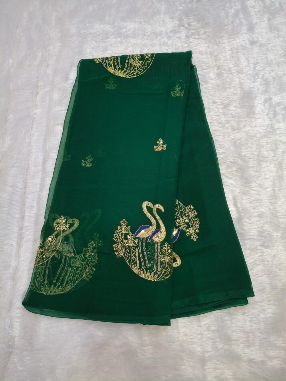 🌸 Royal Georgette Traditional Saree with All Over Butti | Washable | Without Blouse 🌸 - Image 3