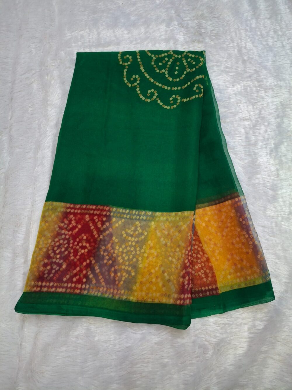 🌸 Rajwadi Saree in Royal Georgette with Bandhani Four-Side Border | Without Blouse 🌸 - Image 5