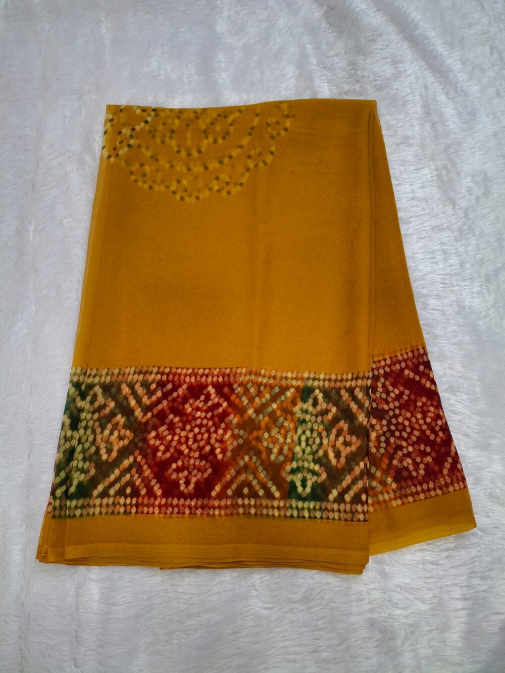🌸 Rajwadi Saree in Royal Georgette with Bandhani Four-Side Border | Without Blouse 🌸 - Image 6