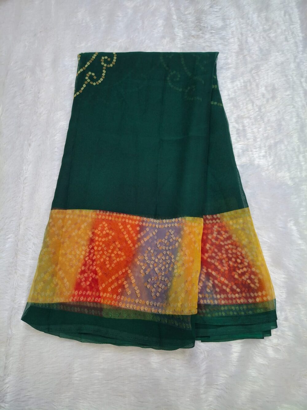 🌸 Rajwadi Saree in Royal Georgette with Bandhani Four-Side Border | Without Blouse 🌸 - Image 3