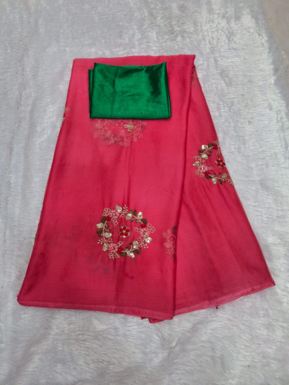 | Party Wear Saree In Chamundi  Chiffon | Kasab & Sequence Work | With Blouse | - Image 7