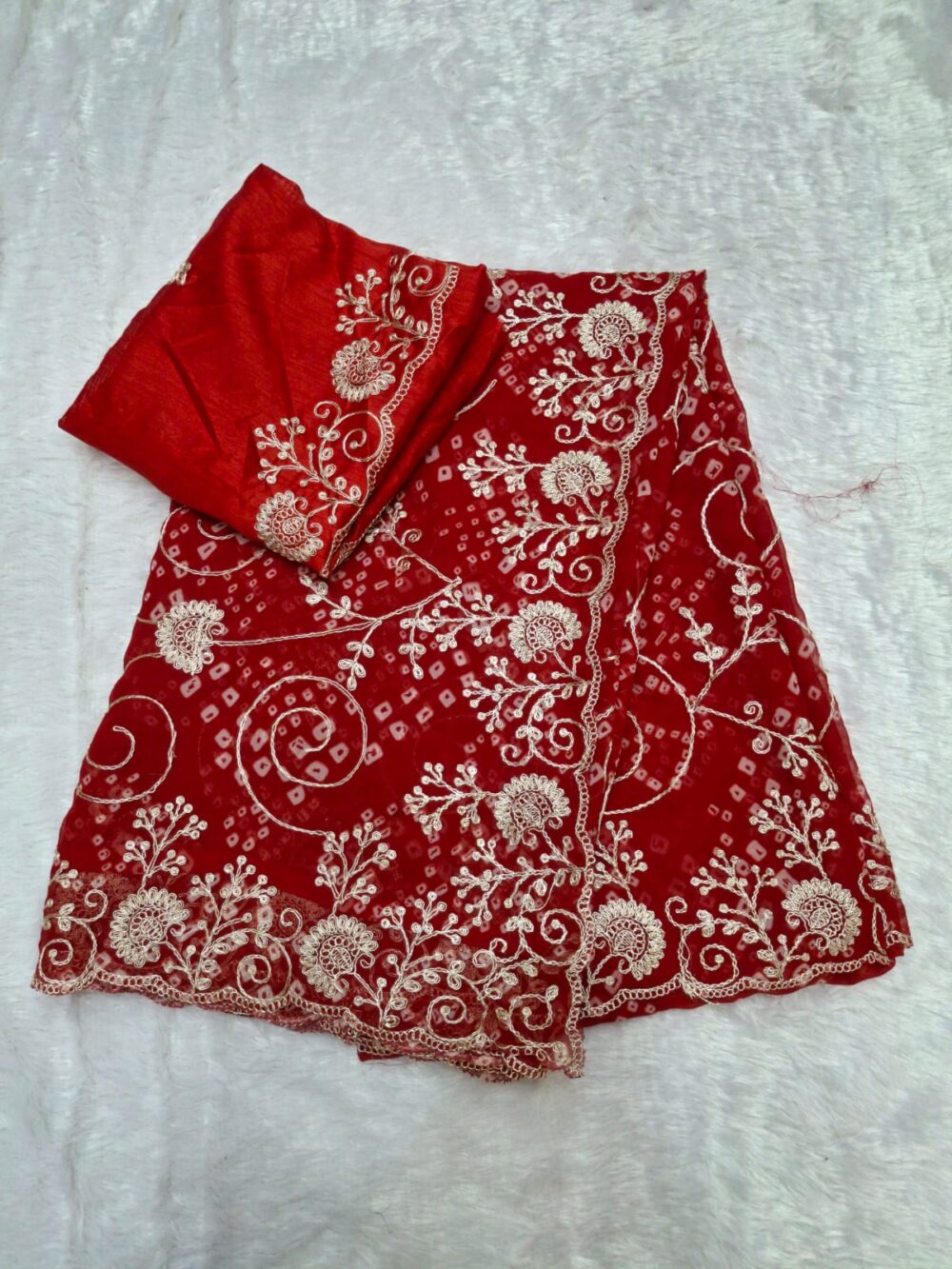 | Party Wear Premium Royal Georgette Saree | Four Side Border & Jaal Work | With Designer Blouse | - Image 3
