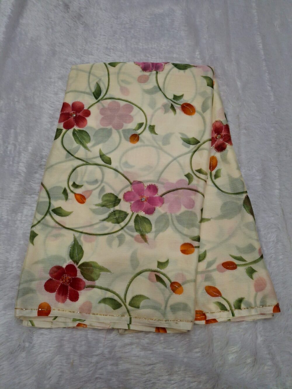 🌸 Party Wear Saree in Chiffon | Brush Painting & Cut Dana Work | With Blouse 🌸 - Image 6