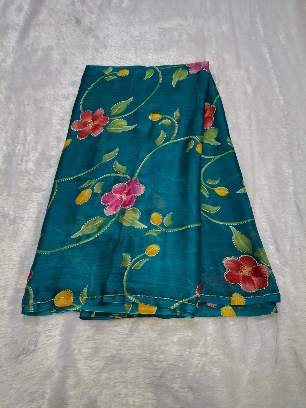 🌸 Party Wear Saree in Chiffon | Brush Painting & Cut Dana Work | With Blouse 🌸 - Image 8