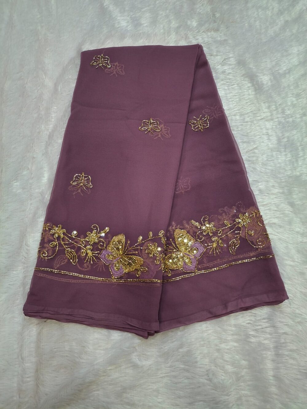 🌸 Party Look Saree in Royal Georgette | With Blouse | Four-Side Border 🌸 - Image 4