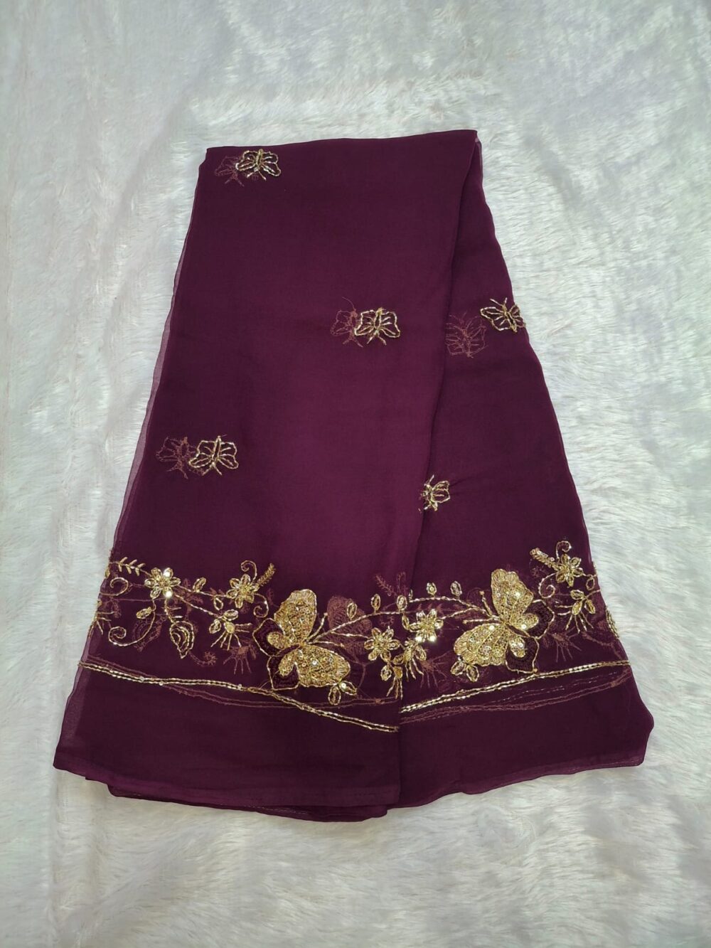 🌸 Party Look Saree in Royal Georgette | With Blouse | Four-Side Border 🌸 - Image 5