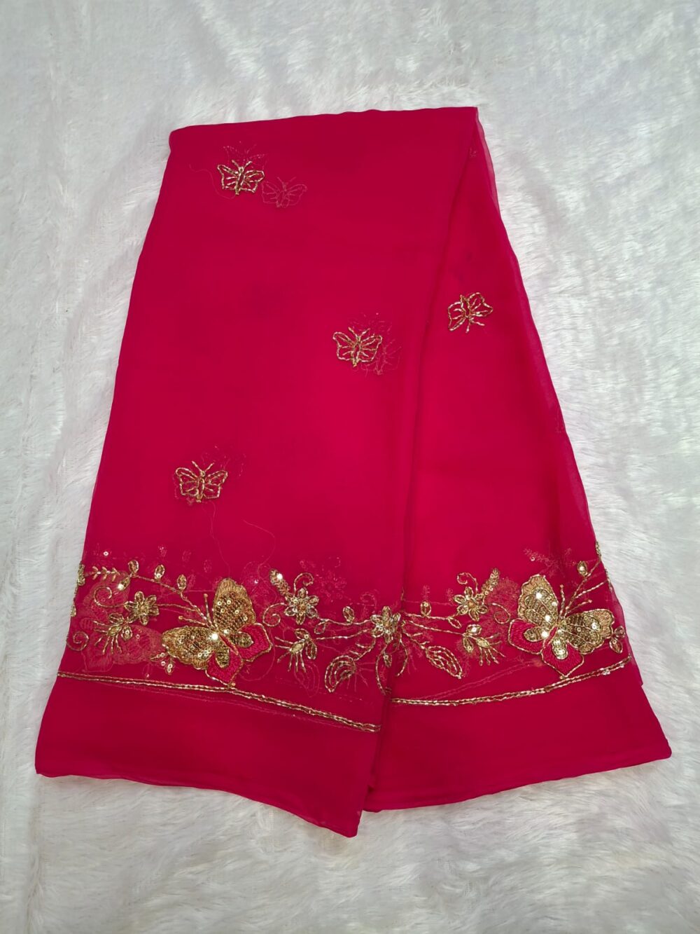 🌸 Party Look Saree in Royal Georgette | With Blouse | Four-Side Border 🌸 - Image 6