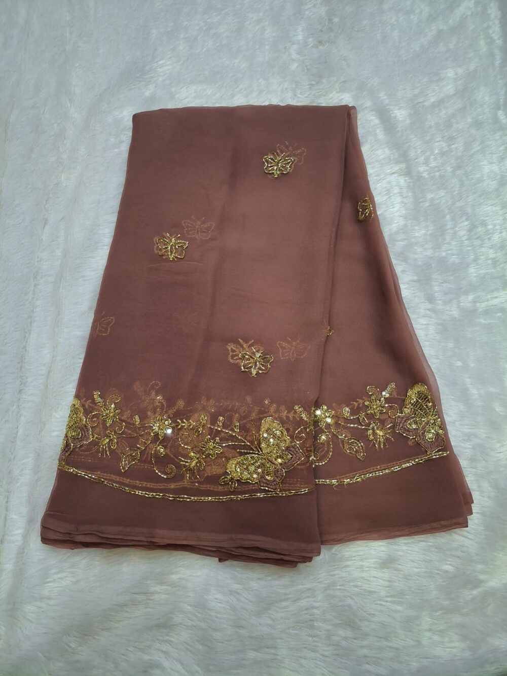 🌸 Party Look Saree in Royal Georgette | With Blouse | Four-Side Border 🌸 - Image 7