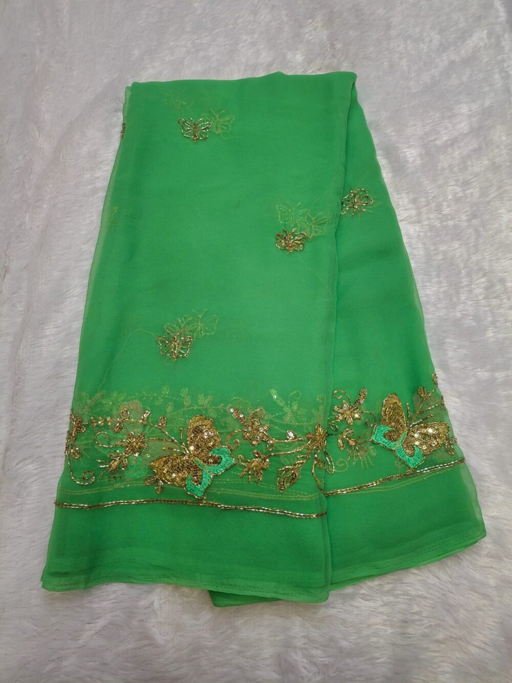 🌸 Party Look Saree in Royal Georgette | With Blouse | Four-Side Border 🌸 - Image 8