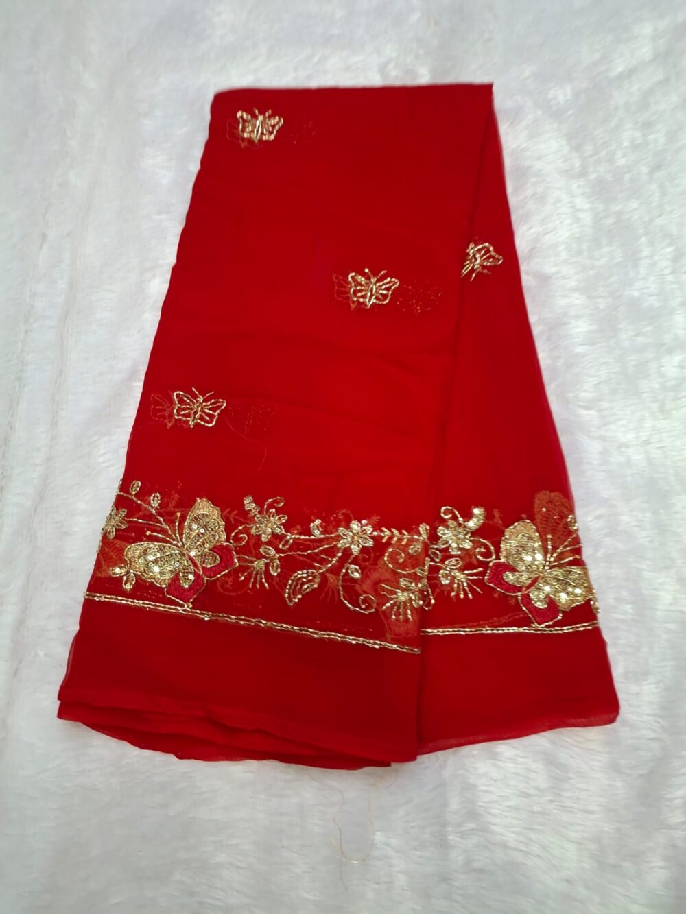 🌸 Party Look Saree in Royal Georgette | With Blouse | Four-Side Border 🌸 - Image 9