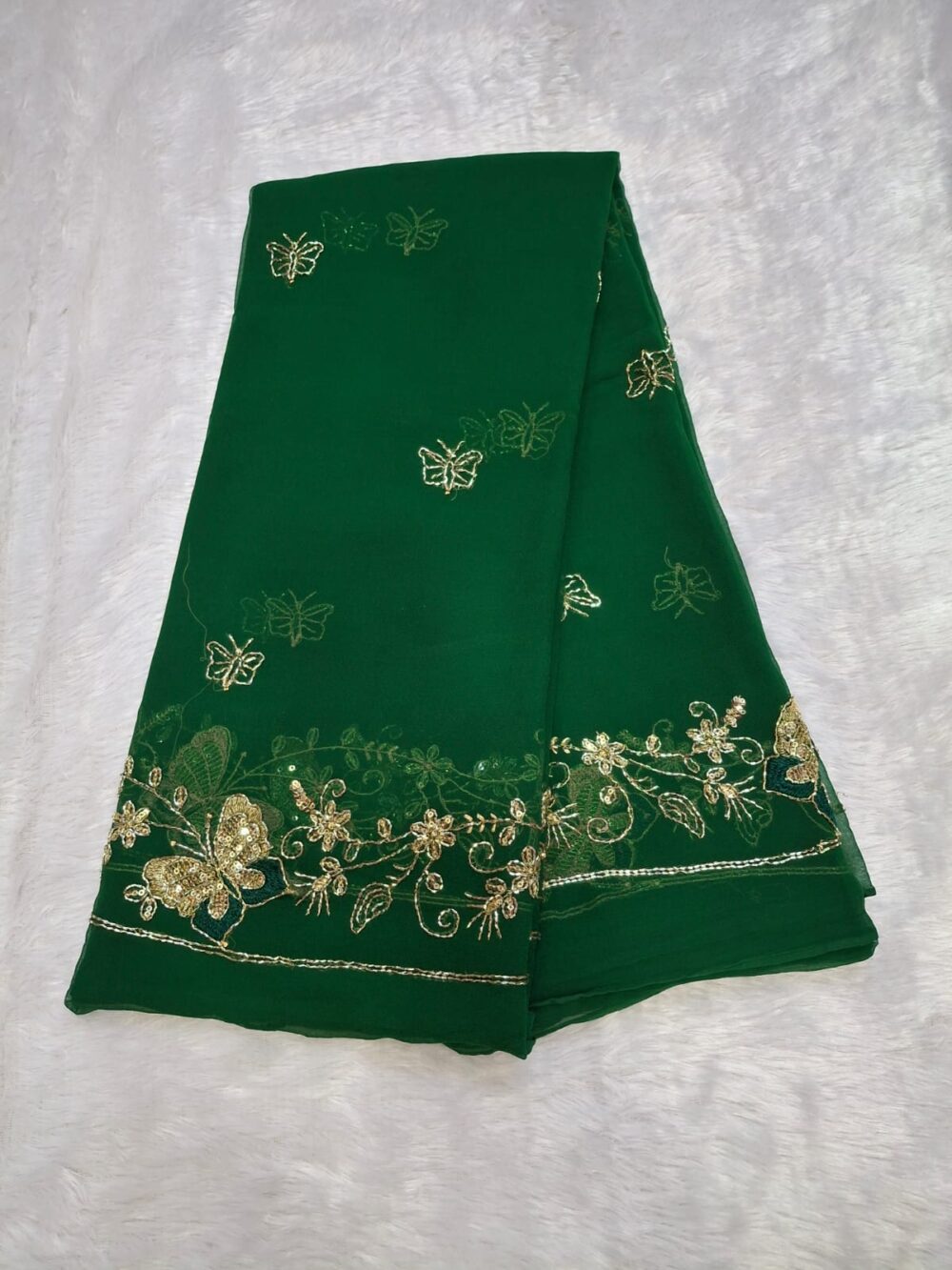 🌸 Party Look Saree in Royal Georgette | With Blouse | Four-Side Border 🌸 - Image 10