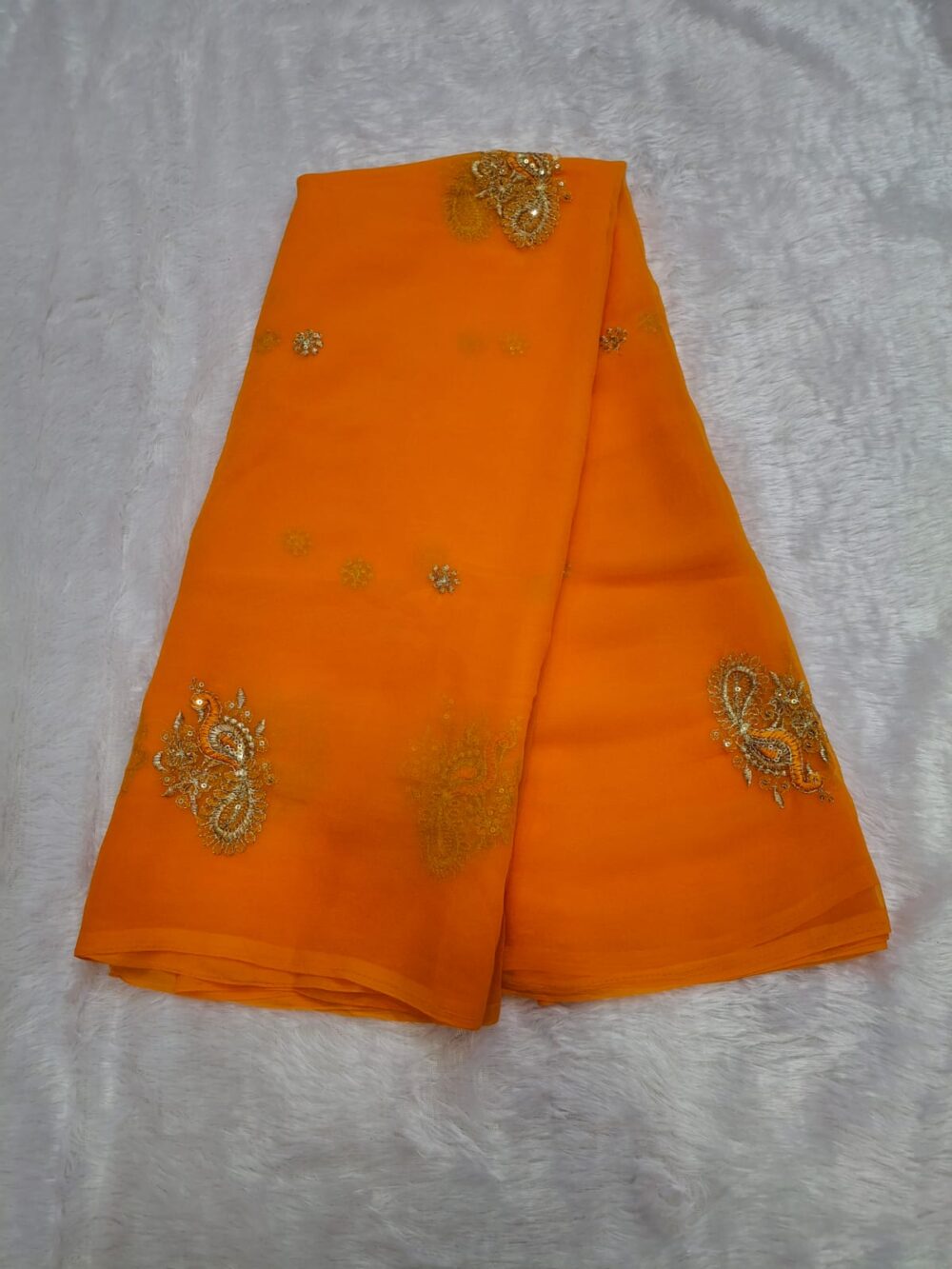 🌸 Royal Georgette Rajwadi Saree | Mor (Peacock) Design | Without Blouse 🌸 - Image 6
