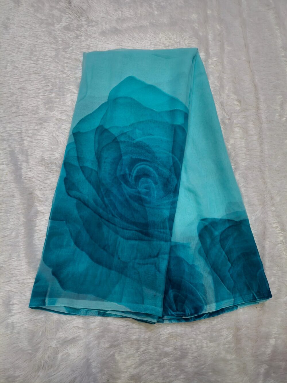 🌸 Royal Georgette Saree | Flower Print | Without Blouse 🌸 - Image 6