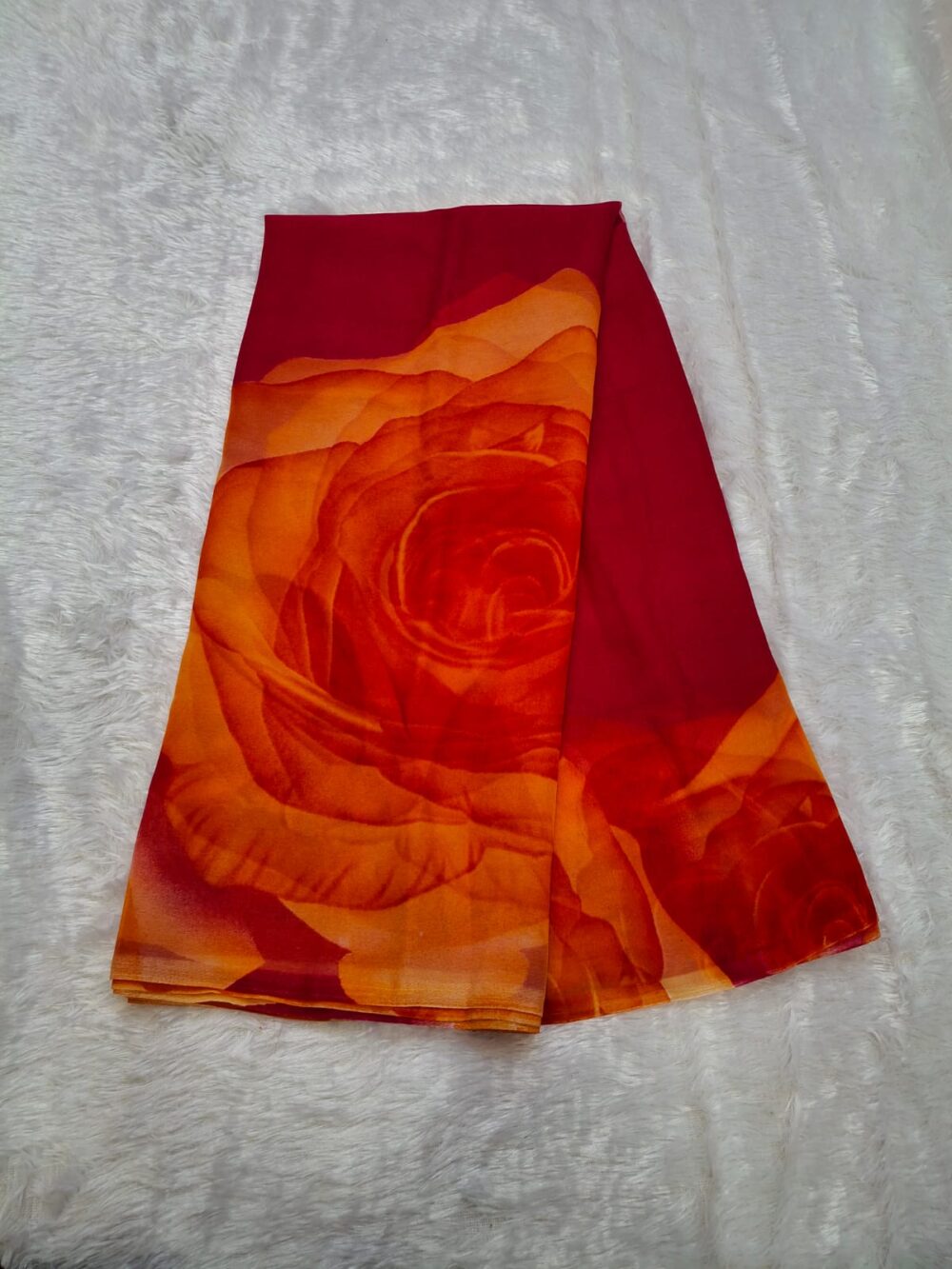 🌸 Royal Georgette Saree | Flower Print | Without Blouse 🌸 - Image 4