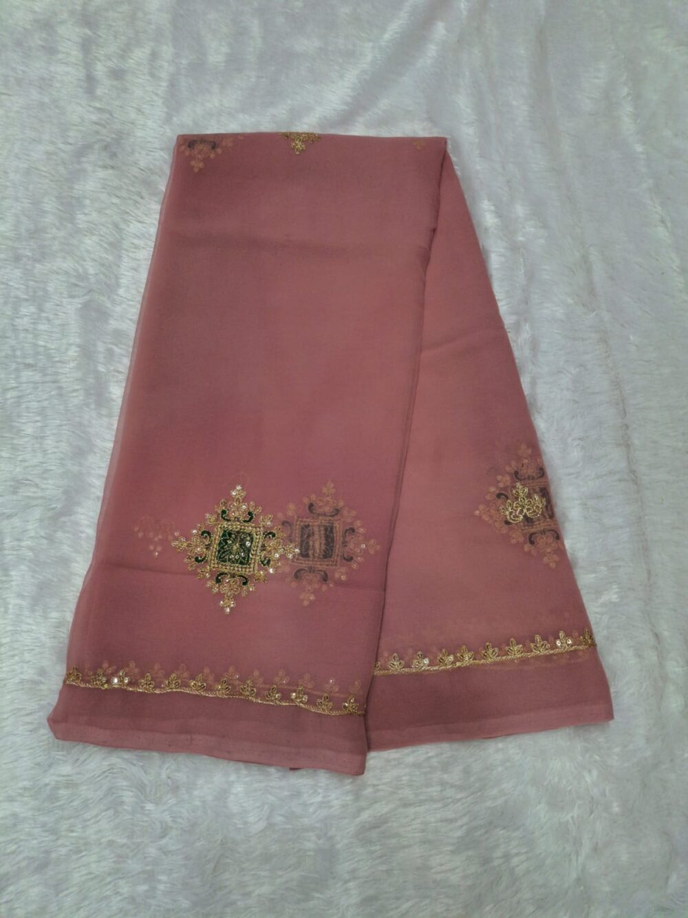 🌸 Elegant Royal Georgette Saree | All Over Butti & Jari Work | Four-Side Border | Without Blouse 🌸 - Image 7