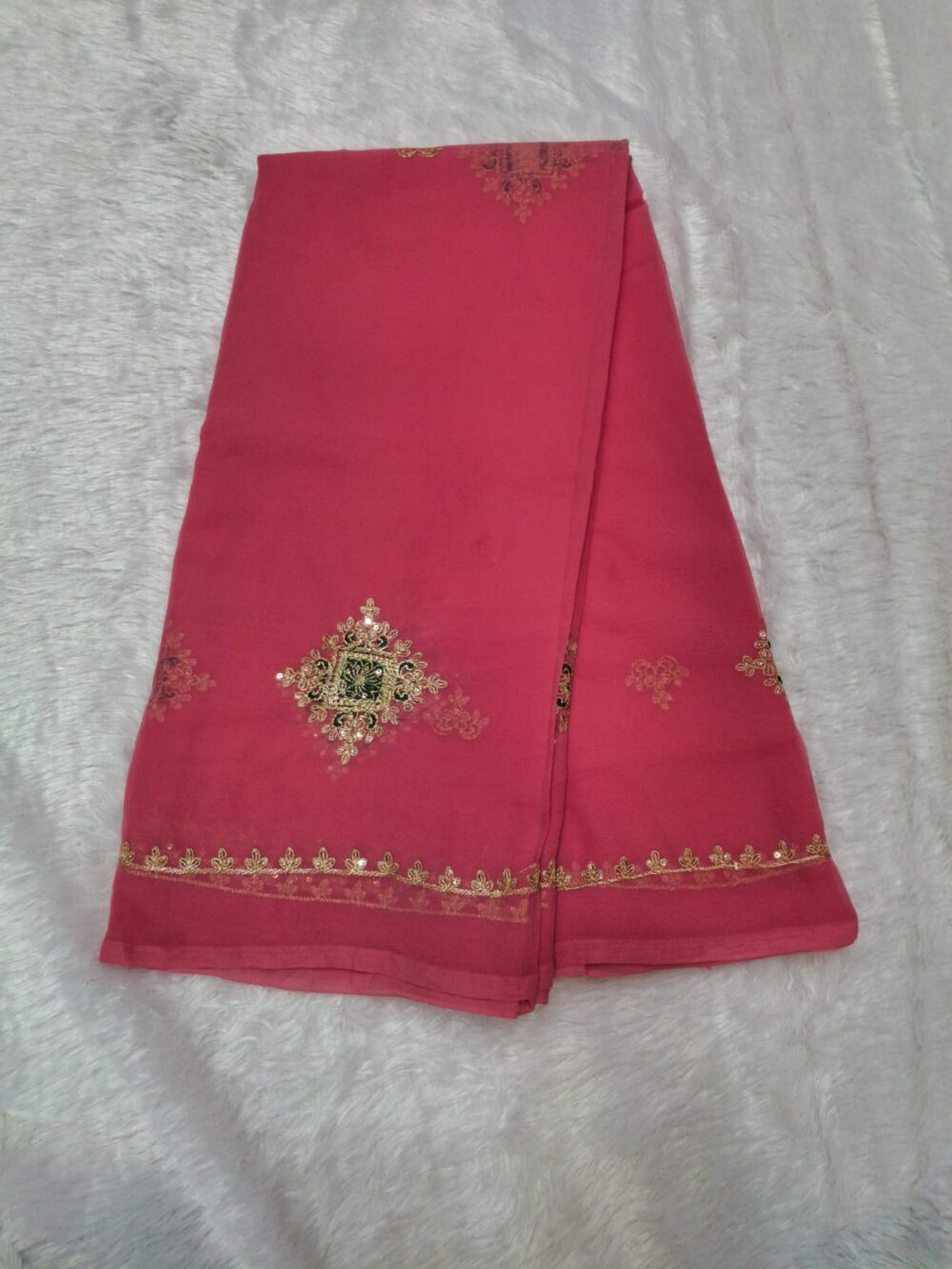🌸 Elegant Royal Georgette Saree | All Over Butti & Jari Work | Four-Side Border | Without Blouse 🌸 - Image 6