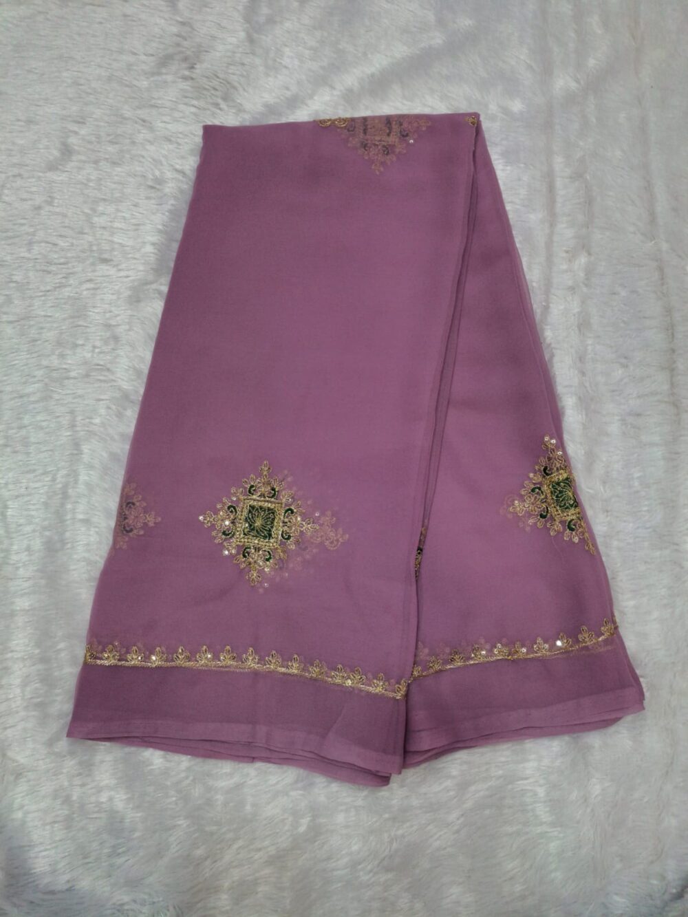 🌸 Elegant Royal Georgette Saree | All Over Butti & Jari Work | Four-Side Border | Without Blouse 🌸 - Image 5