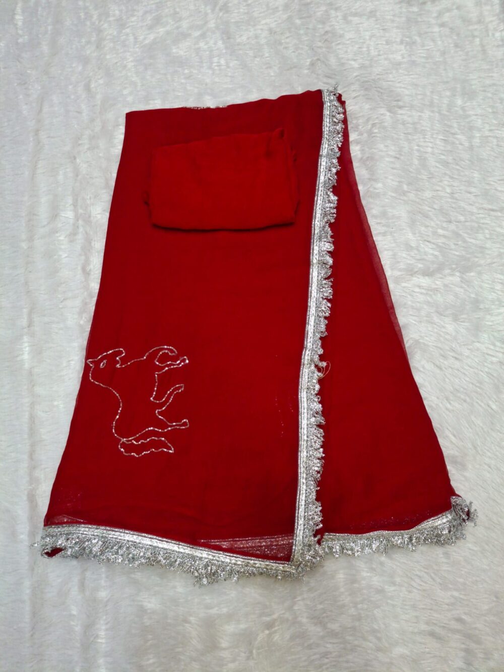 ** | Party Wear Chiffon Saree with Hand Work & Blouse | ** - Image 4