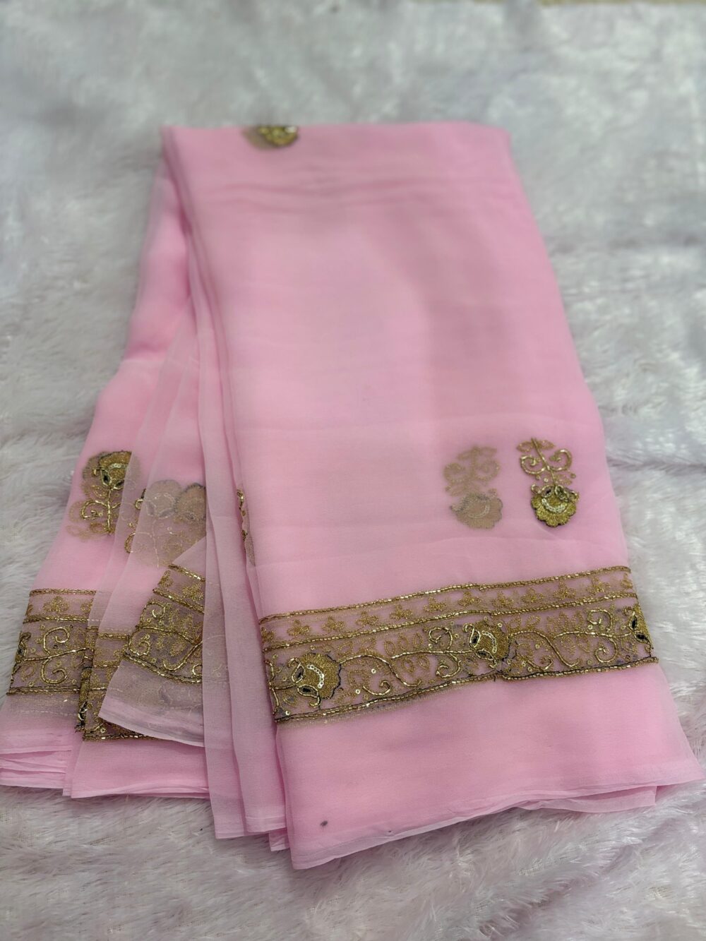 Dazzling Cut Dana Work Georgette Saree - All Over Butta 💎 - Image 12