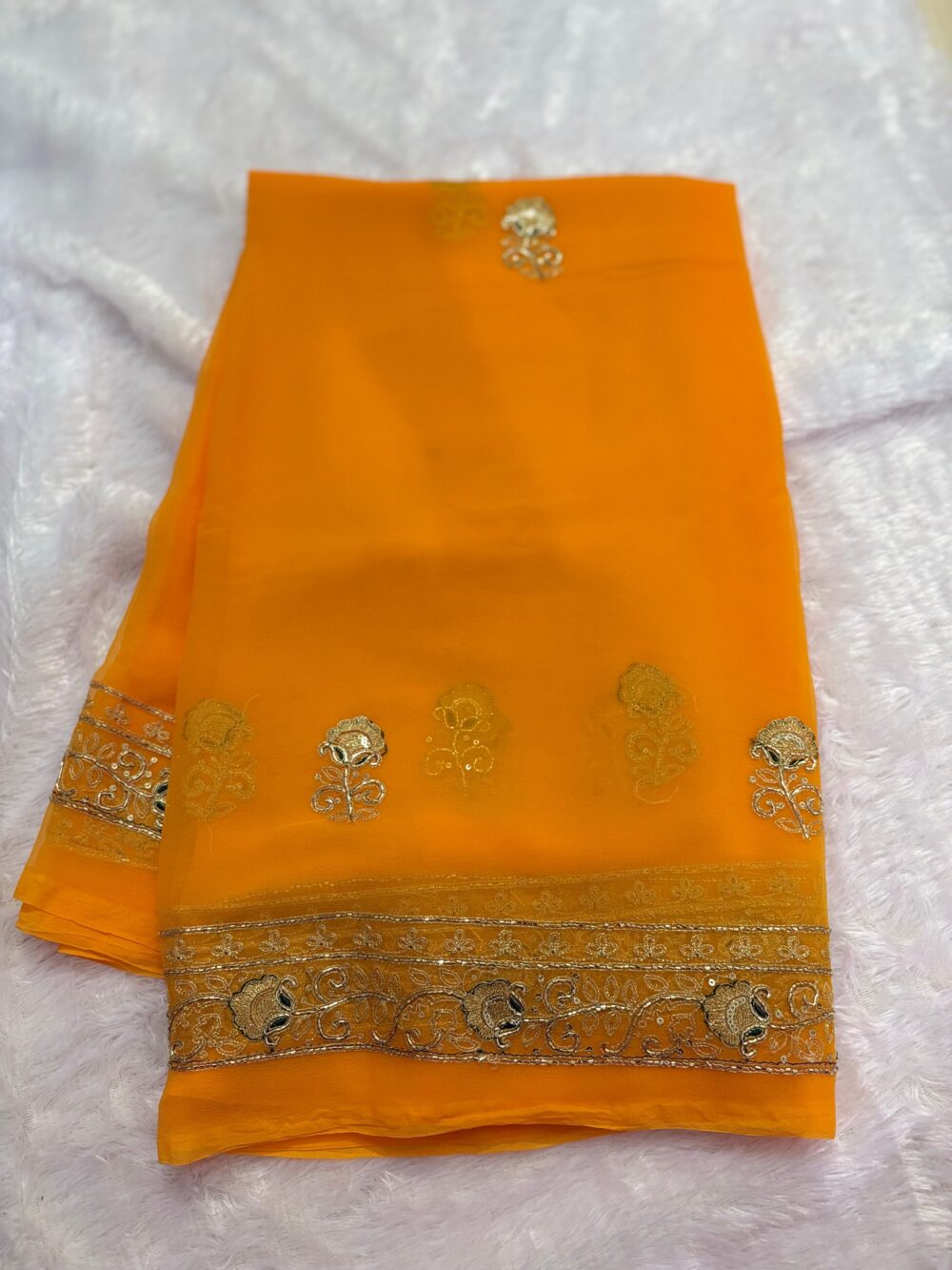 Dazzling Cut Dana Work Georgette Saree - All Over Butta 💎 - Image 11