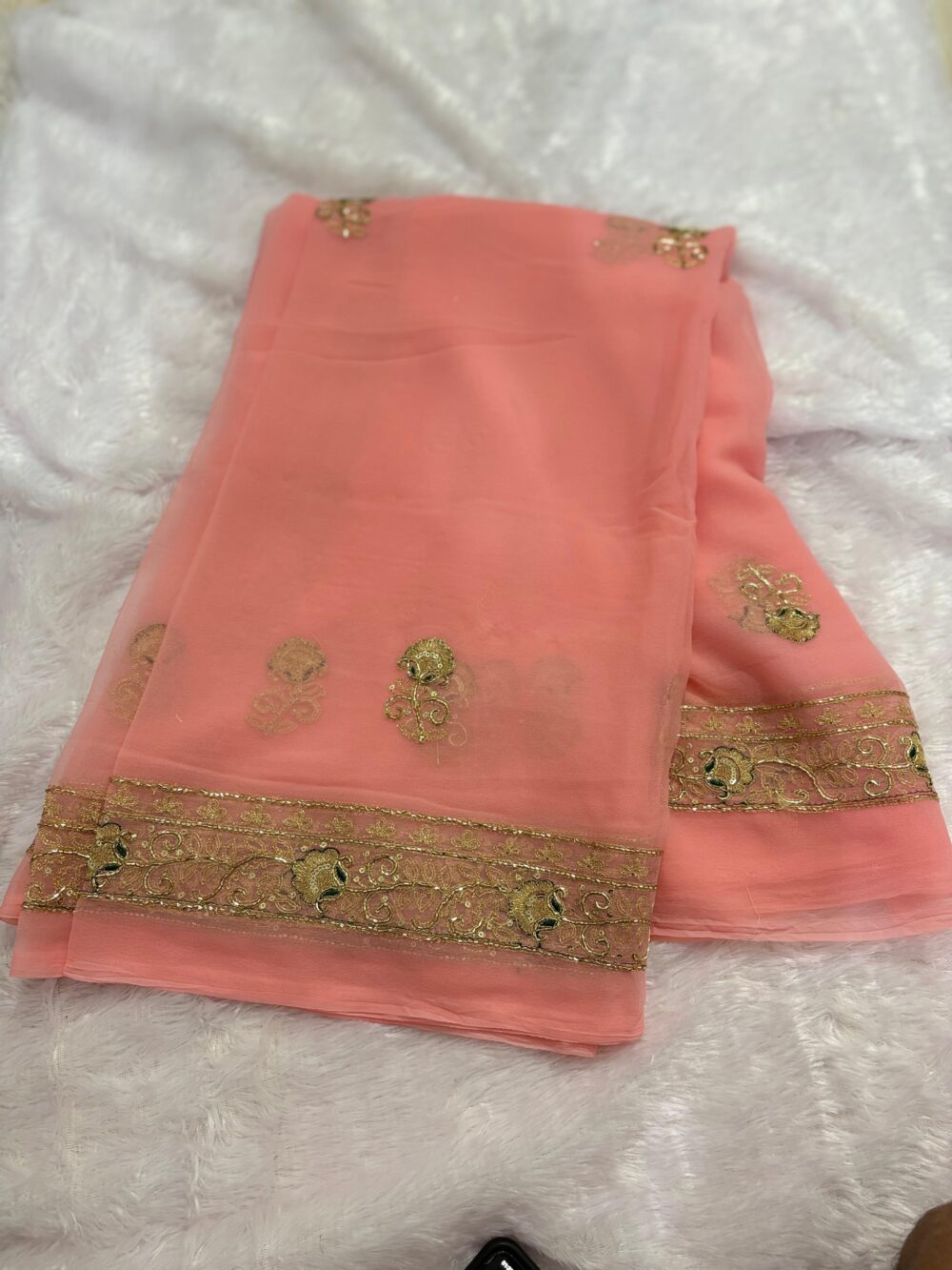 Dazzling Cut Dana Work Georgette Saree - All Over Butta 💎 - Image 10