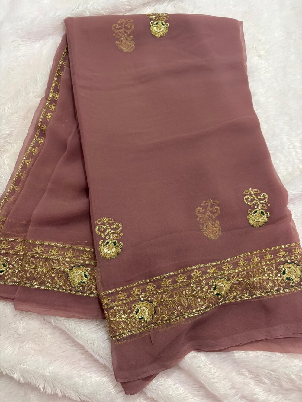 Dazzling Cut Dana Work Georgette Saree - All Over Butta 💎 - Image 8