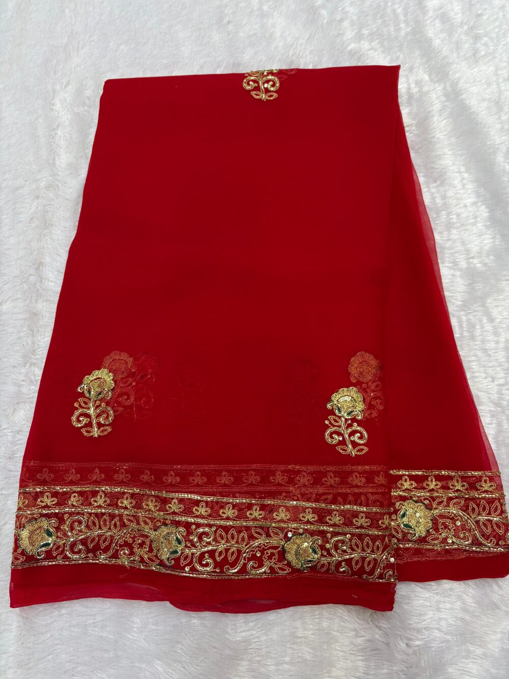 Dazzling Cut Dana Work Georgette Saree - All Over Butta 💎 - Image 3