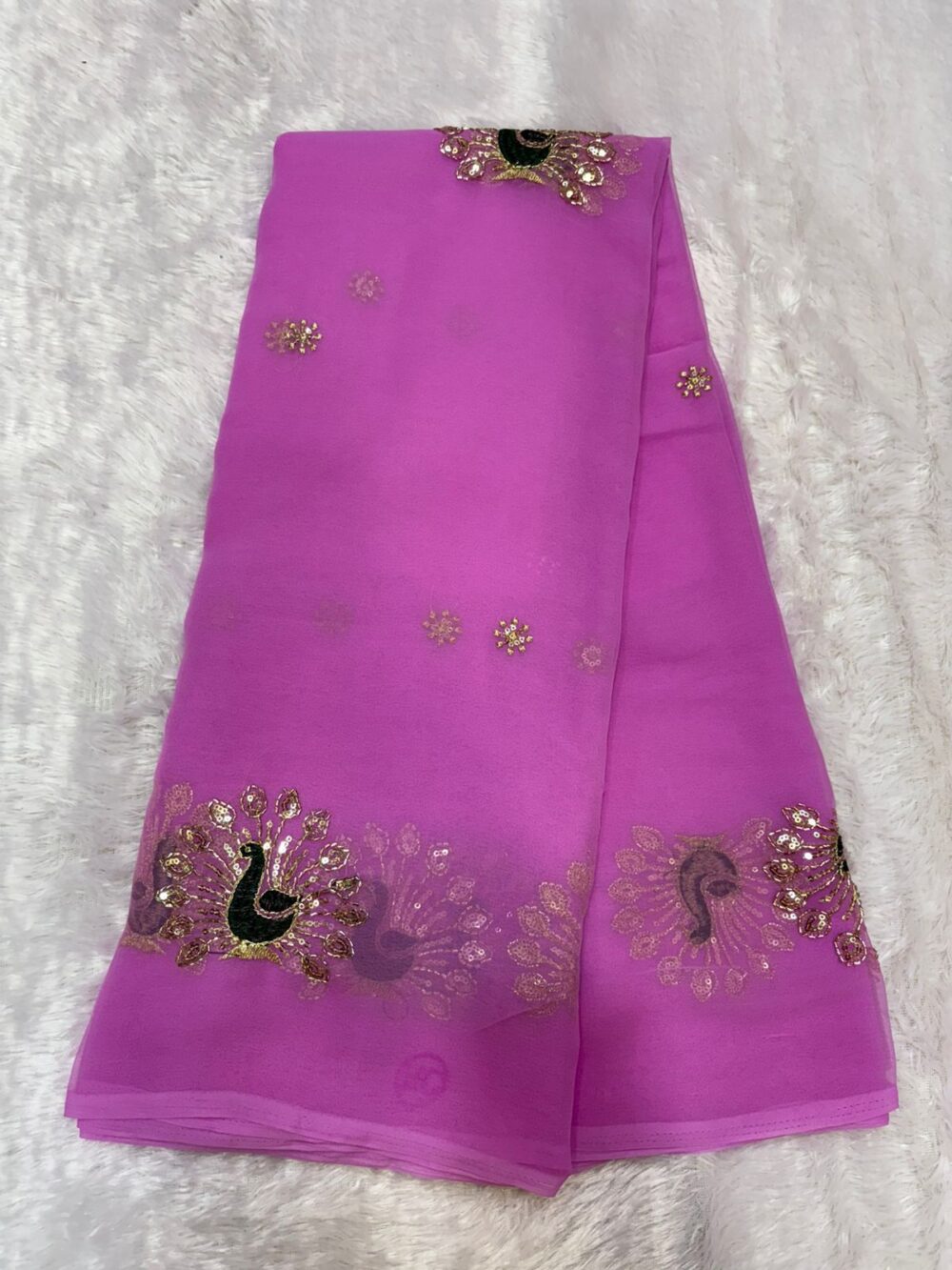 Handcrafted Cut Dana Butta Saree in Royal Georgette💎 - Image 5