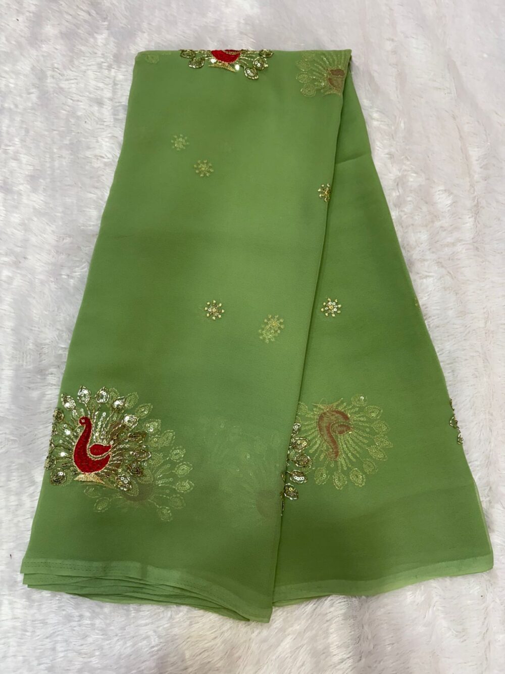 Handcrafted Cut Dana Butta Saree in Royal Georgette💎 - Image 3