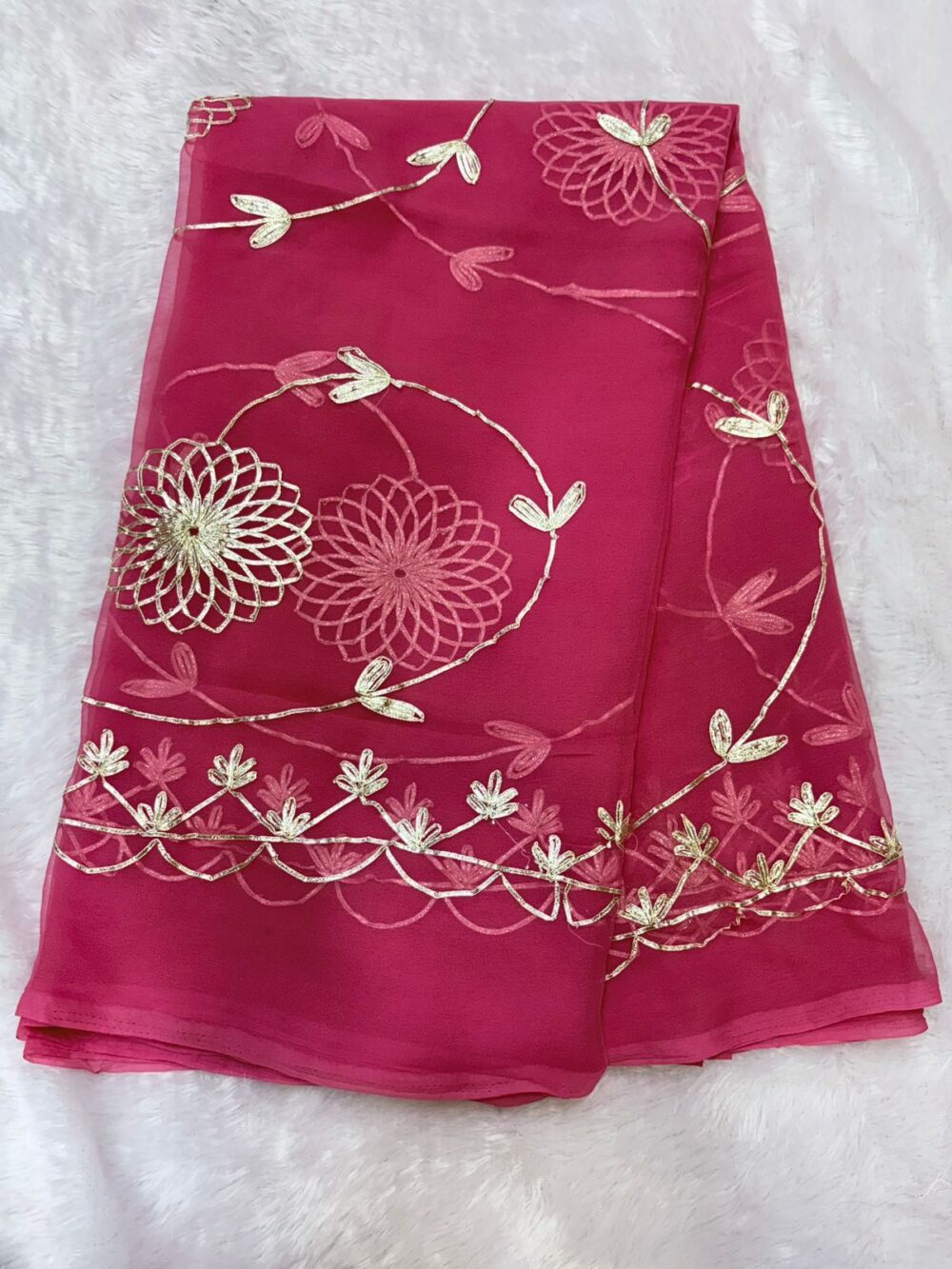 Handcrafted Kaachi Gota Full Jaal Saree (Royal Georgette) - Image 7