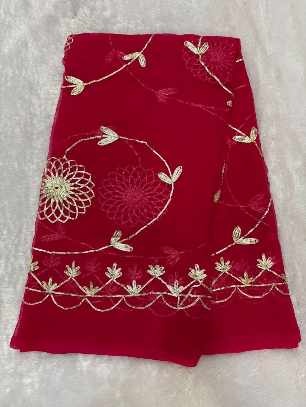 Handcrafted Kaachi Gota Full Jaal Saree (Royal Georgette) - Image 6