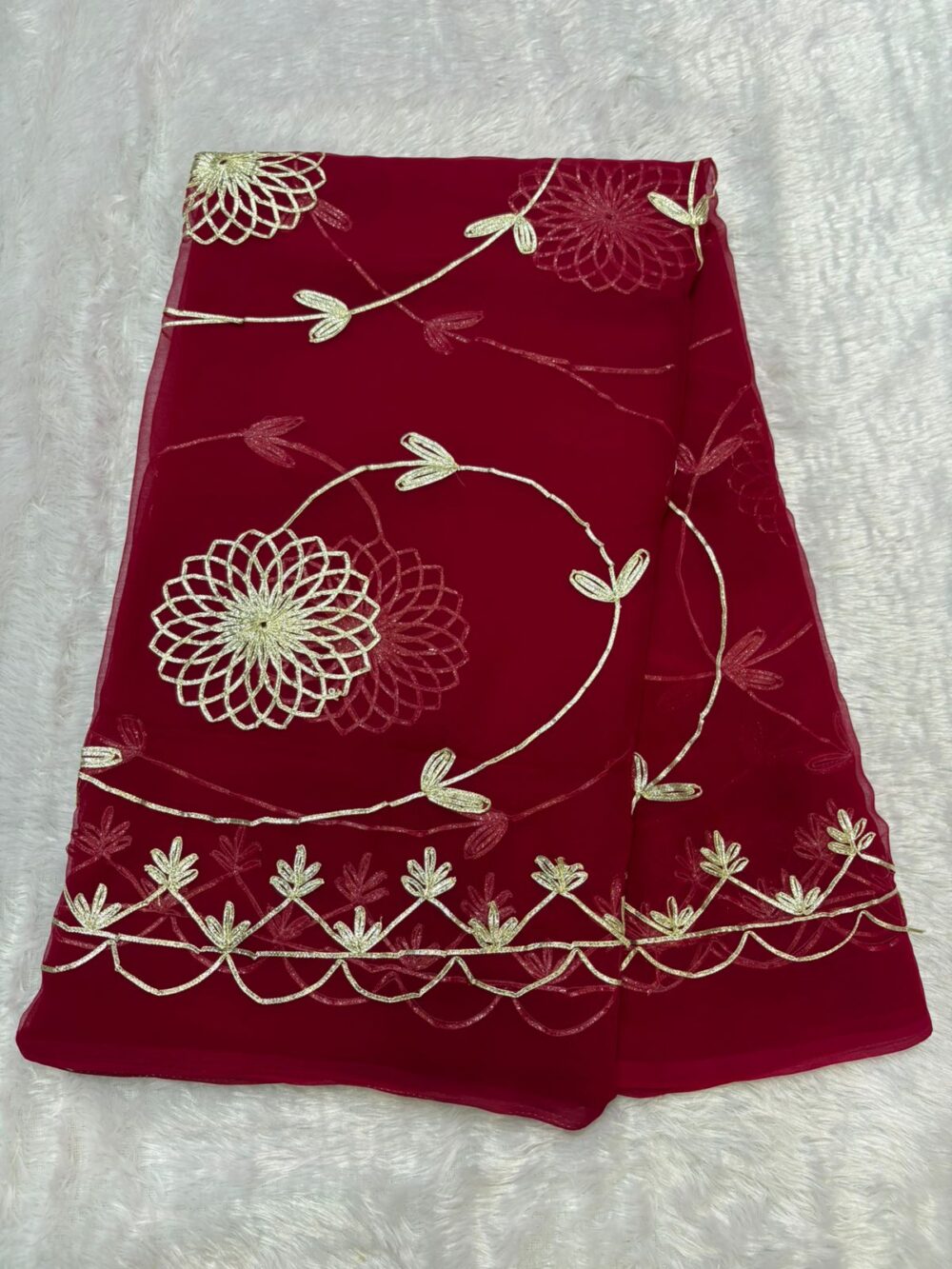 Handcrafted Kaachi Gota Full Jaal Saree (Royal Georgette) - Image 5