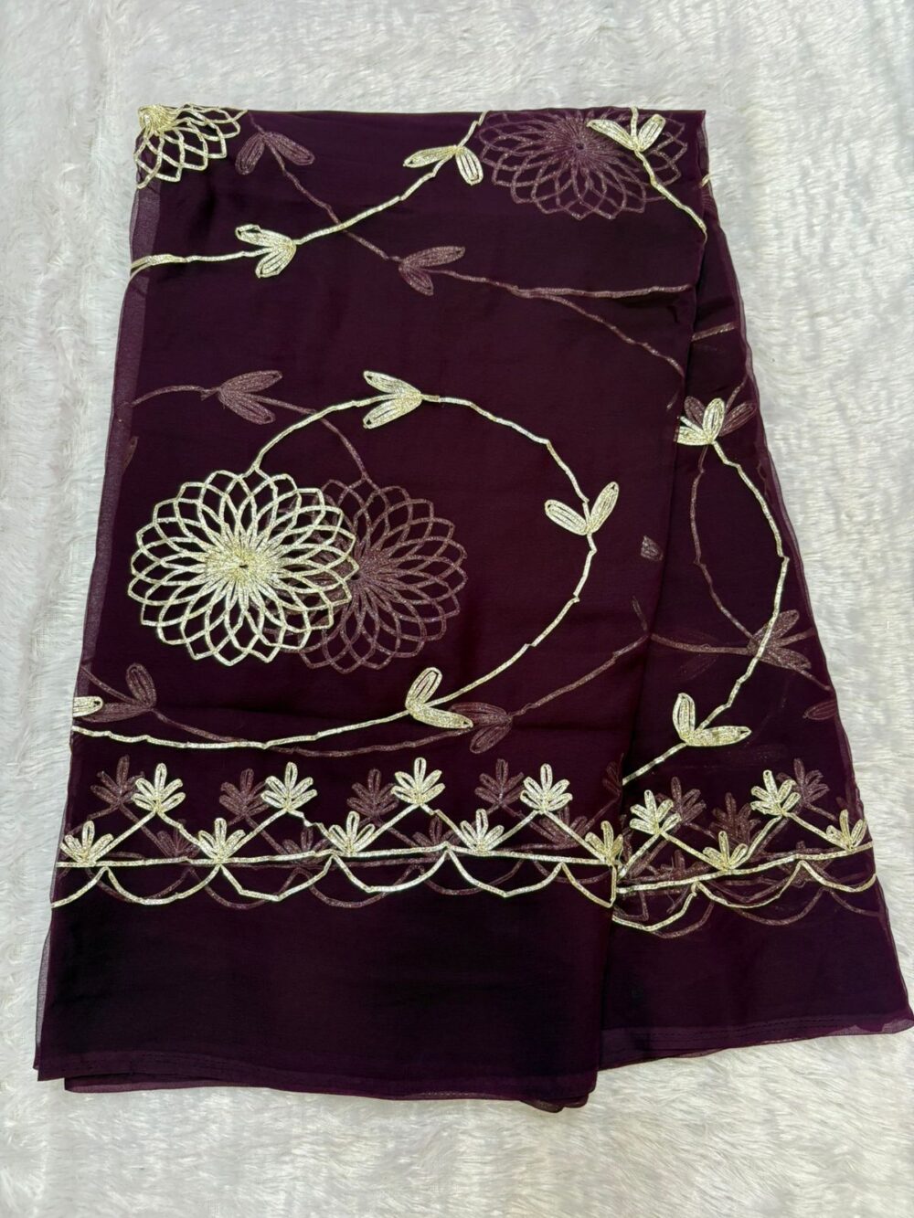 Handcrafted Kaachi Gota Full Jaal Saree (Royal Georgette) - Image 17