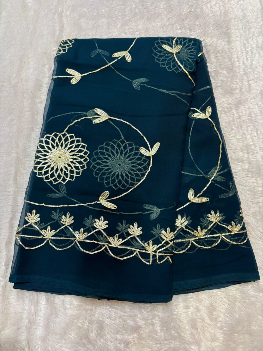 Handcrafted Kaachi Gota Full Jaal Saree (Royal Georgette) - Image 14