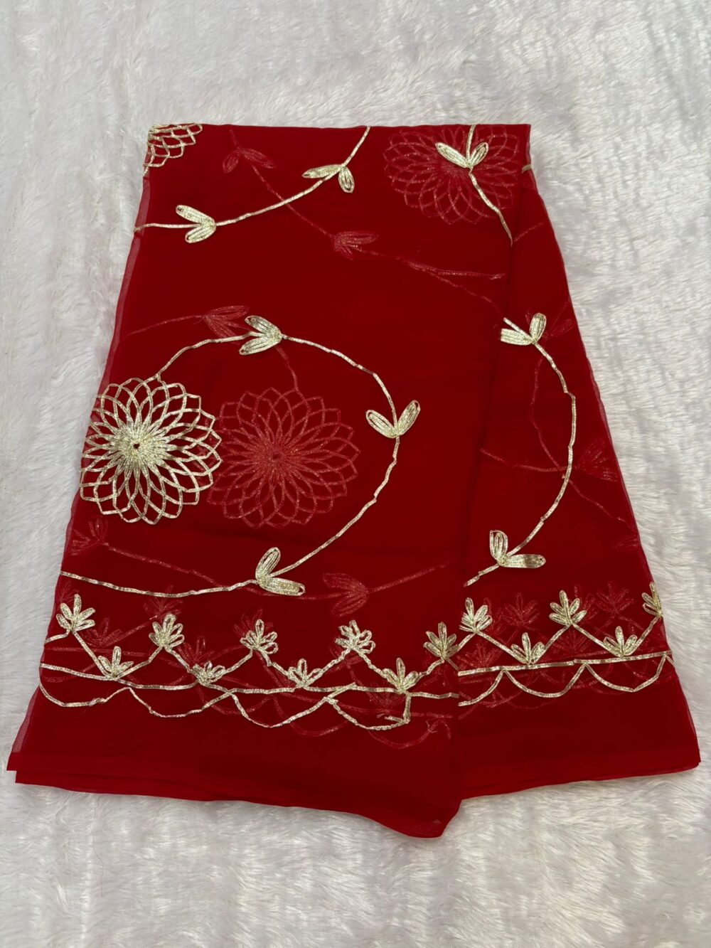 Handcrafted Kaachi Gota Full Jaal Saree (Royal Georgette) - Image 13
