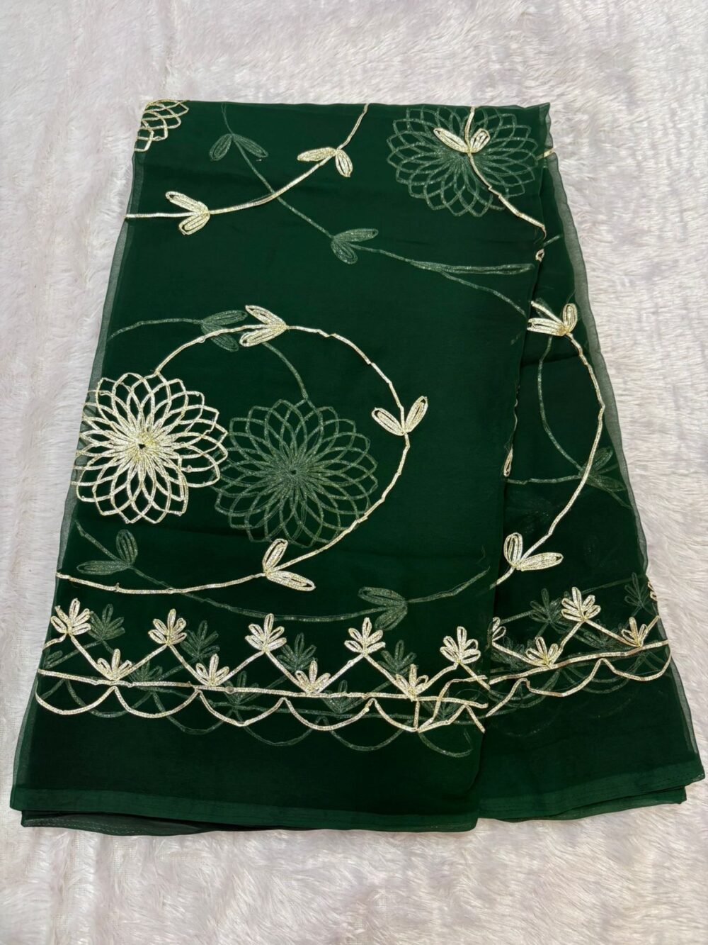 Handcrafted Kaachi Gota Full Jaal Saree (Royal Georgette) - Image 11