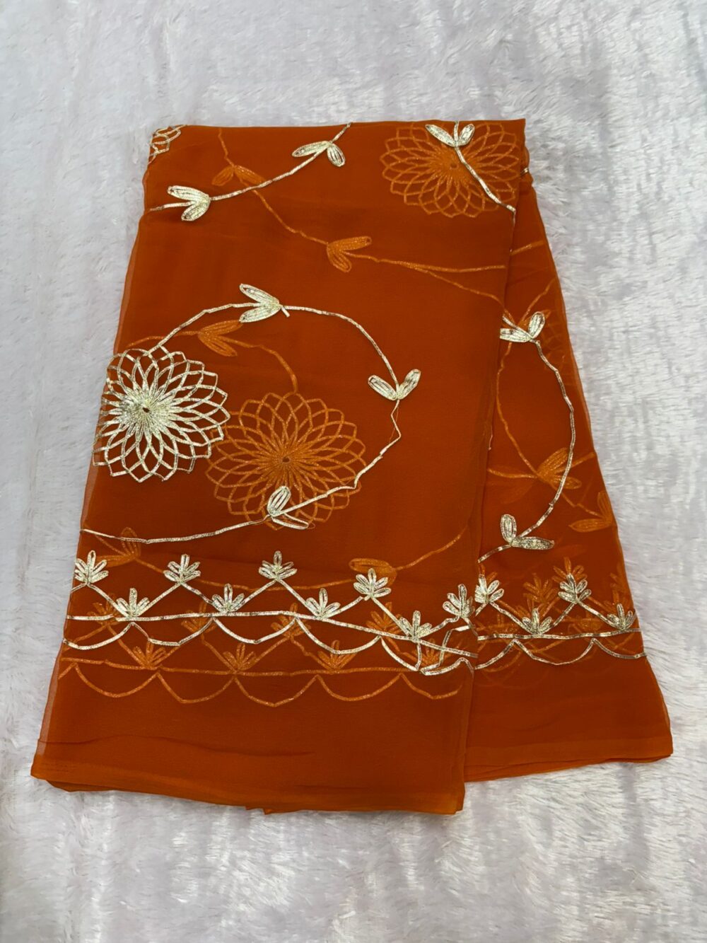 Handcrafted Kaachi Gota Full Jaal Saree (Royal Georgette) - Image 10